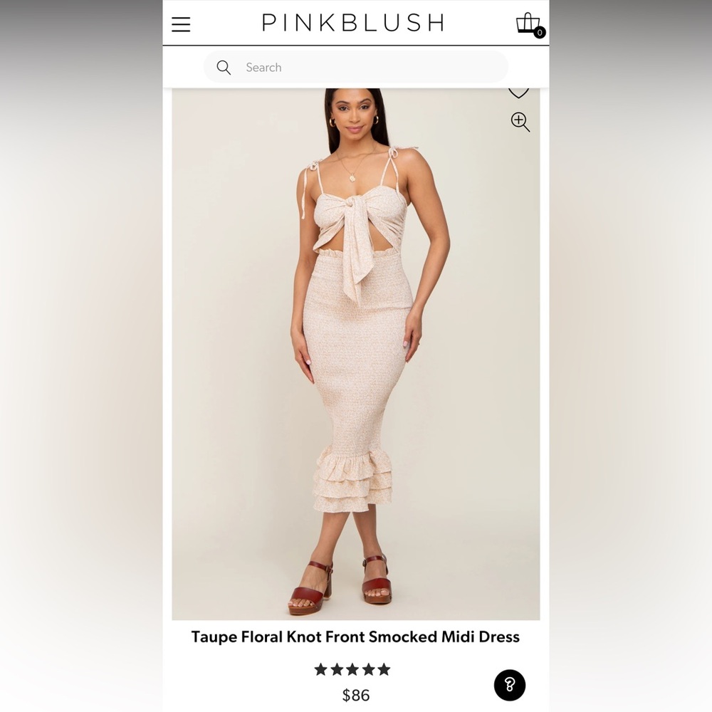 Pinkblush taupe ruffle midi dress